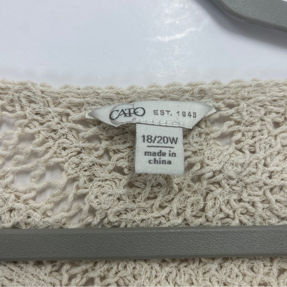 0300 Boho Cream Crochet Lace Top | Sheer Paisley Knit Long Sleeve Blouse - Picture 7 of 7